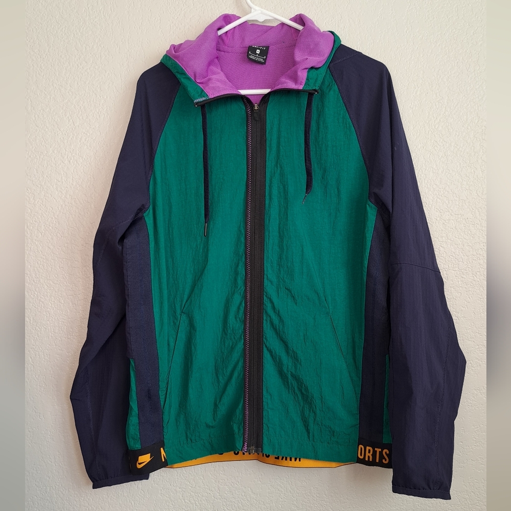 Nike Mens Retro Green Blue Dri-Fit Flex Windbreaker Sports Track Jacket Size M